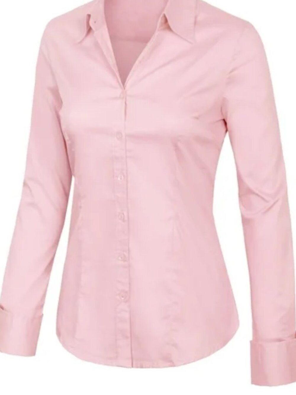 Calvin Klein Women’s Long Sleeve Button-Up Dress Shirt – Pink – Size 8
